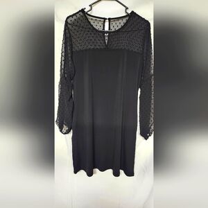 Black Sheer Polka Dot Dress